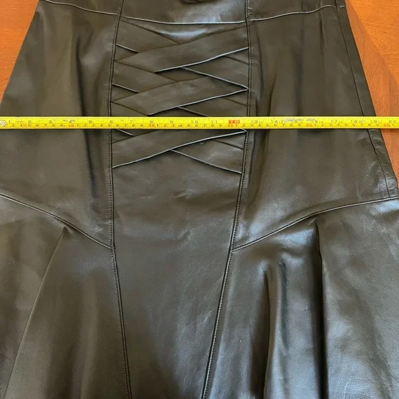 NWT Derek Lam Crosby Black Lace Up Leather Skirt size 10